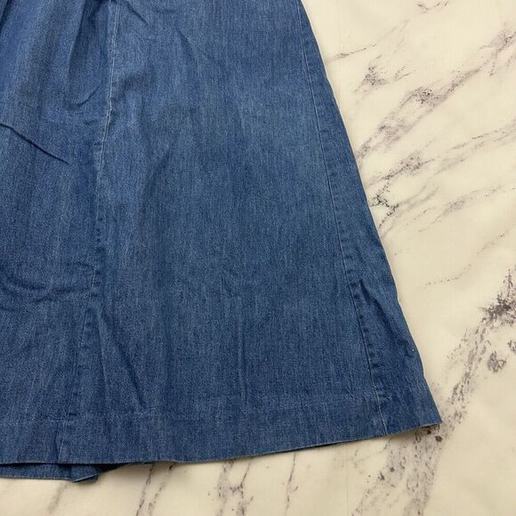 Talbots Womens Vintage 90s Denim Maxi Skirt Size M Blue Pleated Pockets - Picture 9 of 10